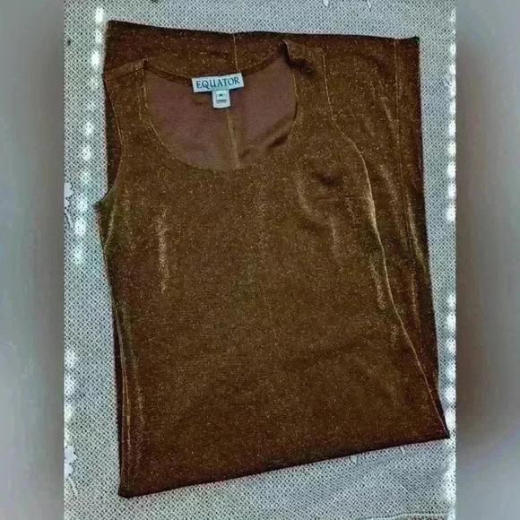 90s Y2K Bodycon Cocktail Metallic Copper Brown Lurex Dress - Picture 4 of 5
